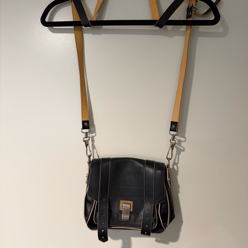Proenza Schouler PS1 Mini, Black and Tan Leather Crossbody Satchel